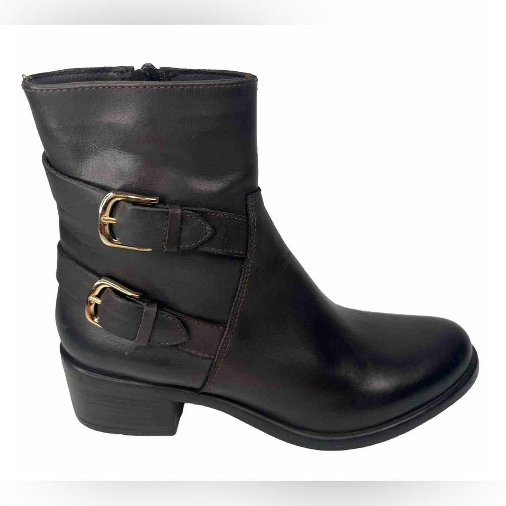 NWT EMANUELE CRASTO ITALY🇮🇹MADE Finest Italian BROWN LEATHER Boot Faux Buckle‎